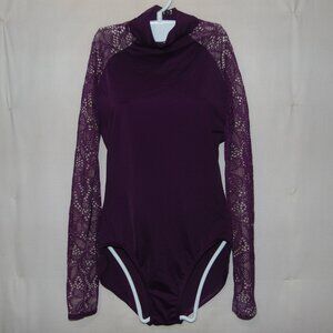 Balera Maroon Lace Long Sleeve Leotard SA